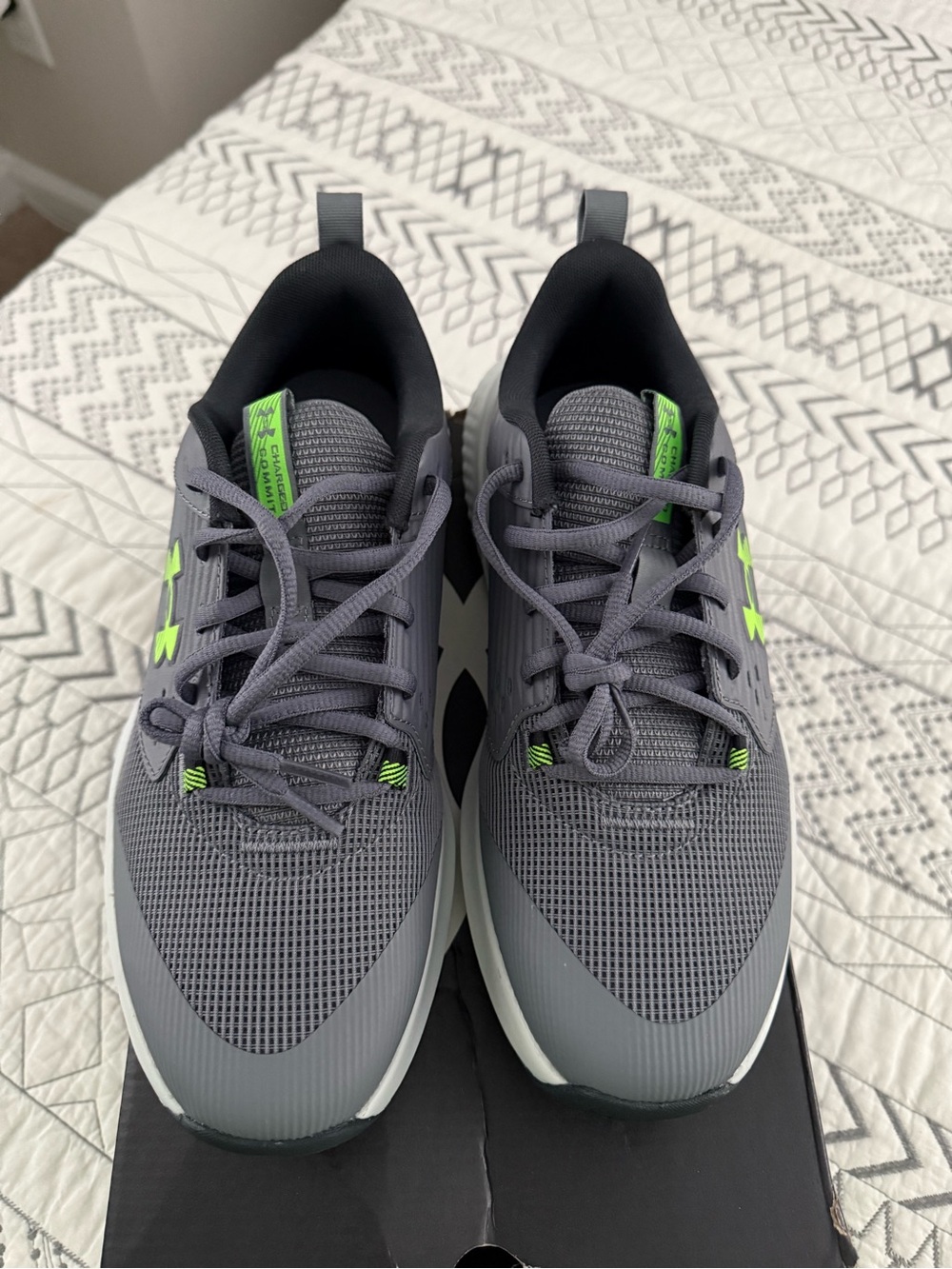 Under Armour Men's Gray Athletic Shoes with Neon Green Accents